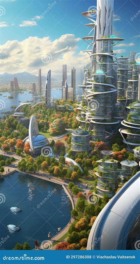 Eco Friendly Futuristic City Concept Illustration Stock Photo - Image ...