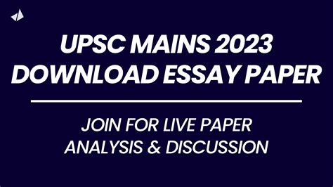 [download Pdf] Upsc Mains 2023 Essay Paper Join For Live Analysis