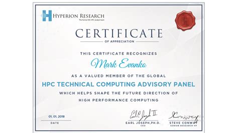 Mark Evanko Receives Certificate Of Appreciation From High Performance