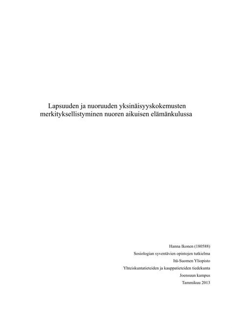 Pdf Lapsuuden Ja Nuoruuden Yksin Isyyskokemusten S Eu West