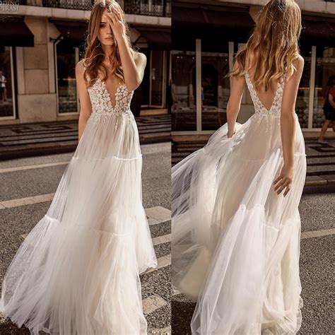 Bohemian Style Tiered Lacetulle Beach Wedding Dress On Storenvy