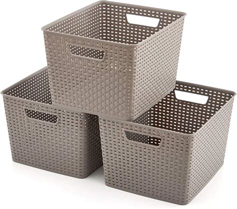 EZOWare 3 Pcs Grande Cestas De Almacenaje Multiuso Cajas Organizadoras