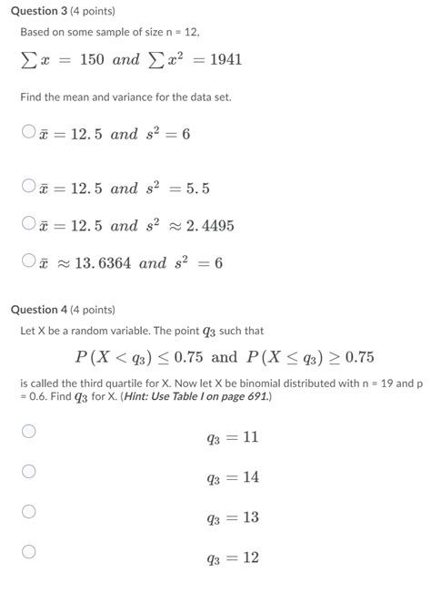 Solved Question 3 4 Points Based On Some Sample Of Size N