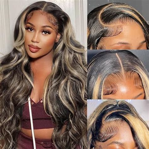 Powerearly 26 Inch Ombre Lace Front Wig Human Hair Pre