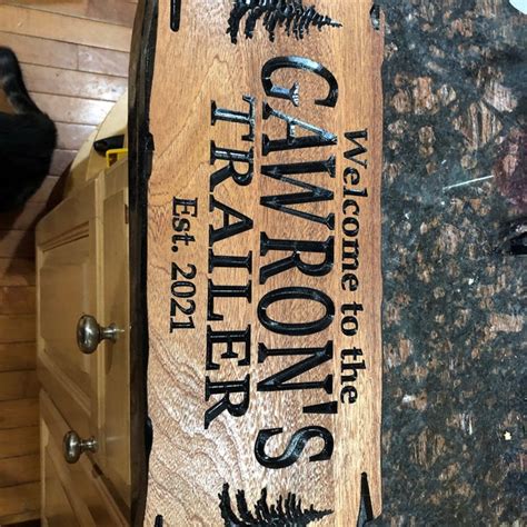 Outdoor Sign Rot Resistant Wooden Carved Cabin Sign Pine Trees Camp Sign Weekend Camping