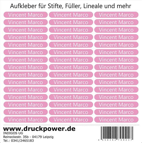 INDIGOS UG Namensaufkleber Sticker 51x7 mm 140 Stück für Kinder