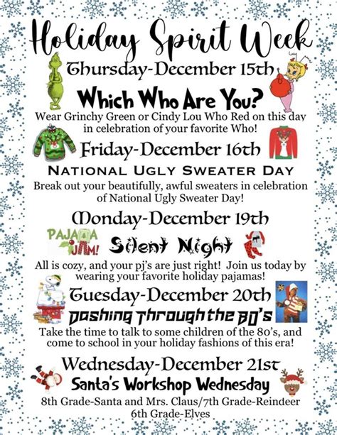 Join In The Fun For Holiday Spirit Week Jackson Middle