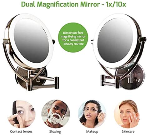 Ovente Lighted Wall Mount Makeup Mirror X X Magnifier