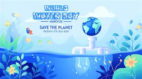 Premium PSD Faucet With Earth In Water Drop Campaign To Save Sea