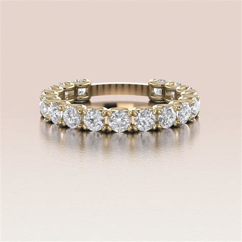 Yellow, White or Rose Gold Wedding Band With White Sapphire Eternity ...