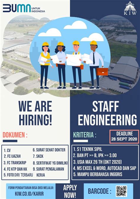 LOWONGAN KERJA ENGINEERING STAFF PT KAWASAN INDUSTRI WIJAYAKUSUMA