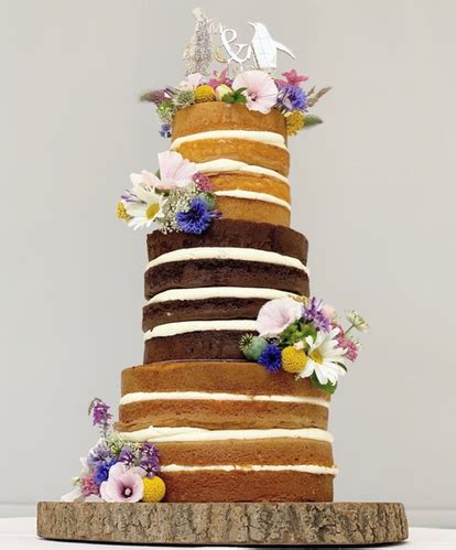 Three Tier Fully Naked Cake With Floral Decor Bakezillas