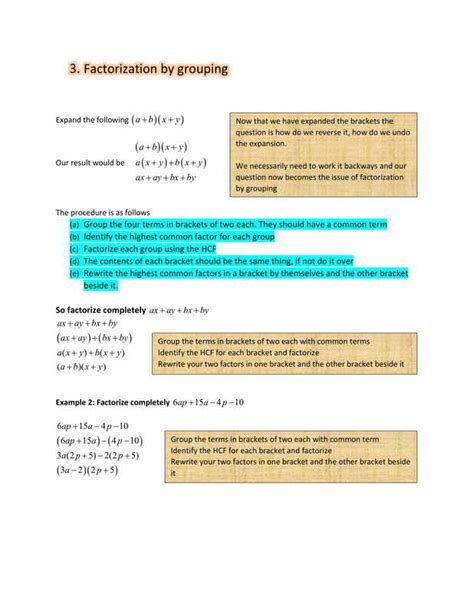 Factorization Of Algebraic Expressions Csec Math Tutor