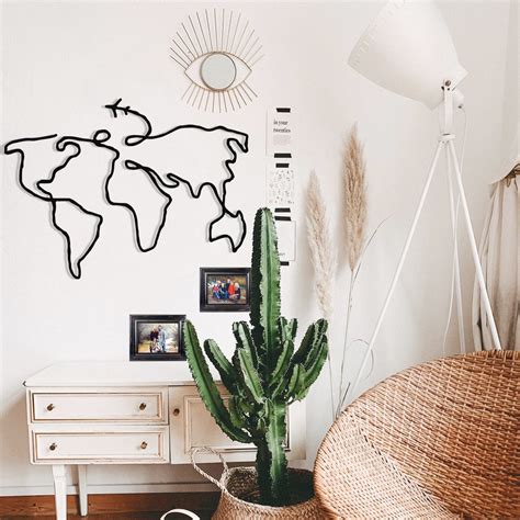 Metal World Map Metal Wall Art, World Map Wall Art, Housewarming Gift, Weltkarte Holz, World Map ...