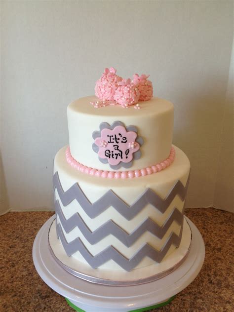 Chevron Baby Shower Cake Bottom Tier Was A Double Barrel Cake