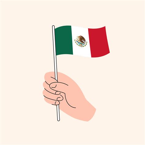 caricatura, mano, tenencia, bandera, de, méxico, aislado, vector ...