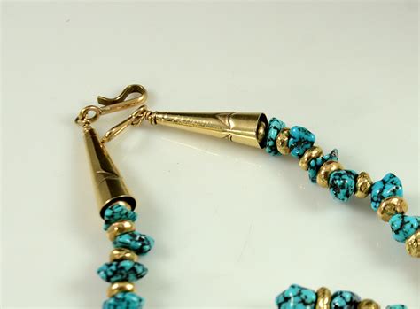 Gold And Turquoise Necklace By Ed Aguilar Hoel S Indian Shop