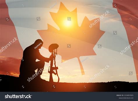 Silhouette Soldier Kneeling His Head Bowed Stock Illustration