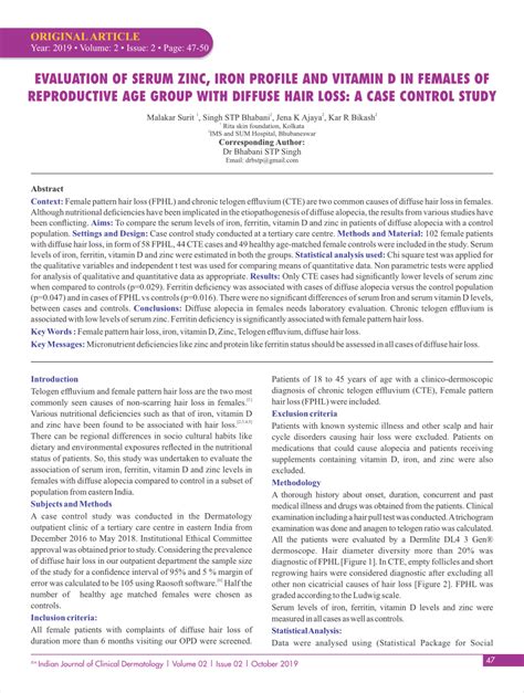 PDF 2 2 2 EVALUATION OF SERUM ZINC IRON PROFILE AND VITAMIN D IN