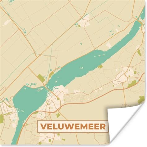 Poster Veluwemeer Kaart Vintage Plattegrond Stadskaart