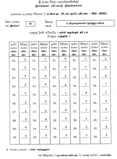 A L Bio Systems Technology Marking Scheme Tamil Medium Past