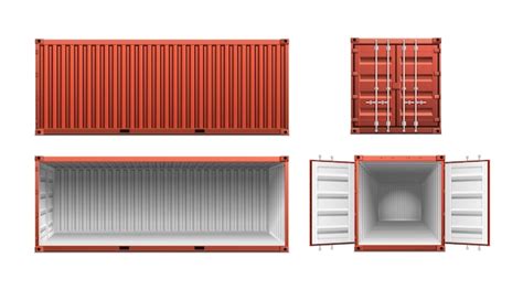 Vrachtcontainer realistische set met vier geïsoleerde afbeeldingen van