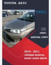 Toyota Axio Owners Manual In English