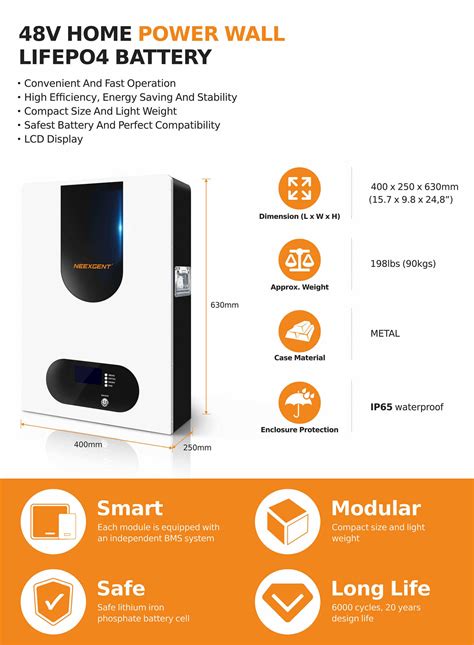 Neexgent Lithium Ion Batteries 48V 200AH Lifepo4 Power Wall Solar