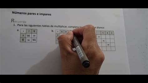 NÚMEROS PARES E IMPARES CUADERNO DE EJERCICIO RECUERDA YouTube