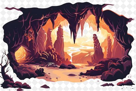 mythological cave illustration psd high quality  psd templates