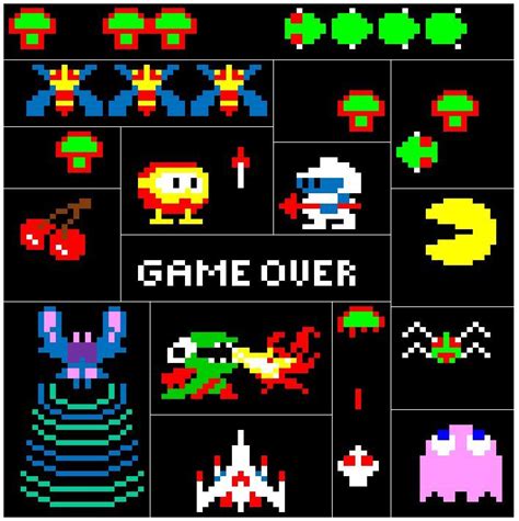 Dig Dug Pixel Art Poster: Game Over Design