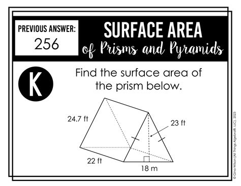 Surface Area Of Prisms And Pyramids Scavenger Hunt All Things Algebra®