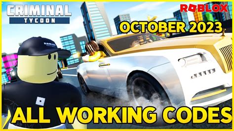 NEW ALL WORKING CODES For CRIMINAL TYCOON Roblox October 2023 Codes