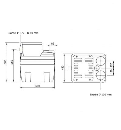 Station de relevage 150 L eaux usées chargées habitation avec pompe