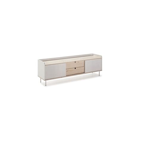 Meuble Tv Horizon Portes Coulissantes 2 Tiroirs Métal Blanc L160xp40xh52cm à Prix Carrefour