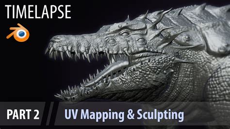 3d Creature Crocorilla Modeling Timelapse Part 2 Sculpting And Uv