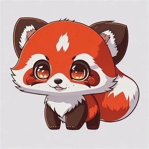 Red Panda Happy Cute Creative Kawaii Cartoon Mascot Premium Ai