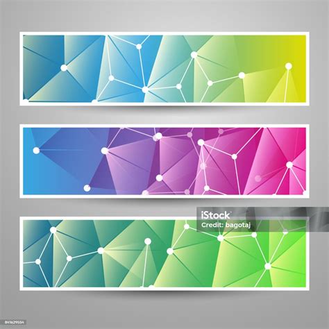 Set Of Modern Vector Banners With Colorful Abstract Background Stock