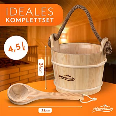 ALPENHAUCH Sauna Eimer Mit Kelle 100 Naturholz Edler