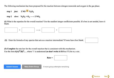 Solved The Following Mechanism Has Been Proposed For The Reaction