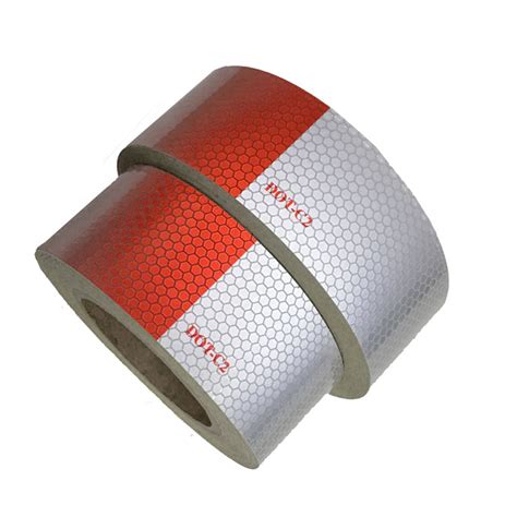 Road Safety Oem Red White Waterproof Reflective Adhesive Warning Tape