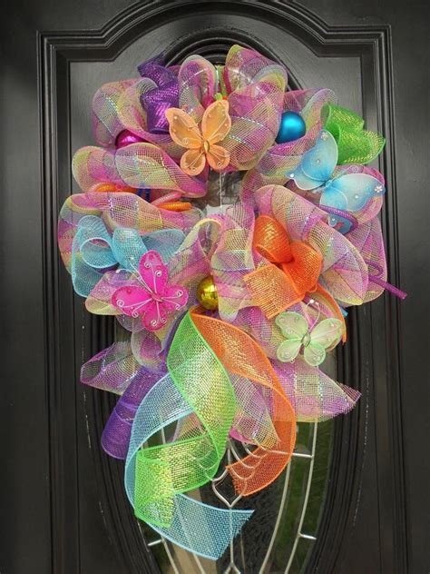 Spring Butterfly Wreath Deco Wreaths Spring Deco Mesh Wreaths Wreaths