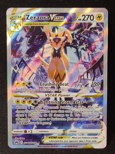 Pokemon TCG Crown Zenith Zeraora VSTAR Ultra Rare Full Art GG43 GG70