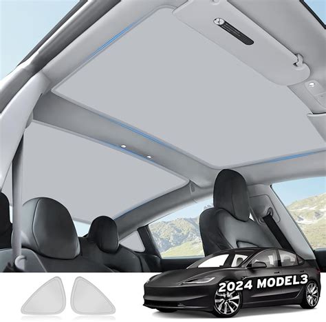 Amazon 2024 Model 3 Highland Roof Sunshades 2 In 1 Ice Crystal