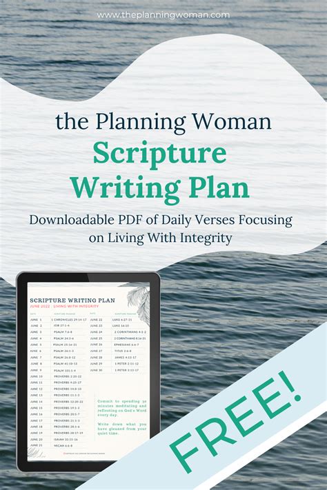 Living With Integrity June Scripture Writing Plan Jennifer Booth