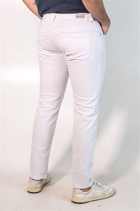 Calça Masculina Branca Slim - Calça Branca Masculina Sarja Slim Algodão Premium Anticorpus