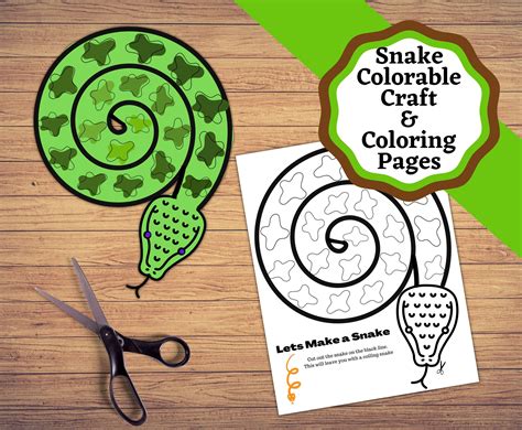 Printable Colorable Snake Craft and Snake Coloring Pages. Color and Cut ...