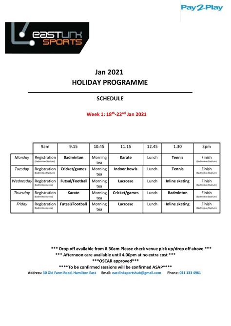 Holiday Programme – Eastlink Sports