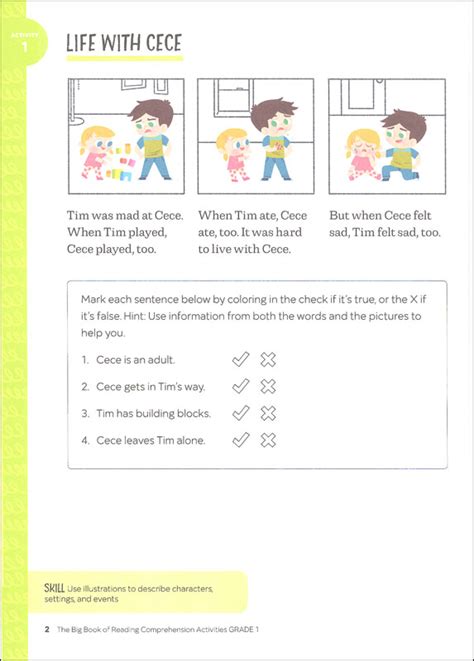 Big Book Of Reading Comprehension Activities Grade 1 Zephyros Press