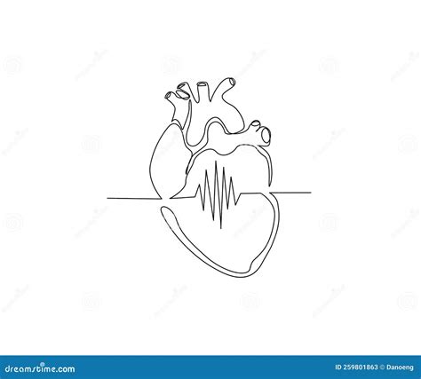 Disegno Continuo Di Una Linea Del Cuore Umano Disegno Vettoriale